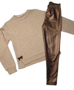 BABYLON ΠΑΙΔΙΚΟ ΣΕΤ ΜΕ ΔΕΡΜΑΤΙΝΗ ΚΟΛΑΝ 1954 - μπεζ